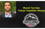 Murat Tan’dan Taziye Teşekkür Mesajı