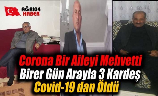 Ağrı da 3 Kardeş 1 gün Arayla Korona'dan Öldü