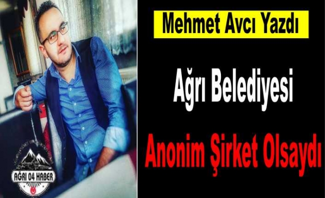 Ağrı Belediyesi Anonim Şirket Olsaydı