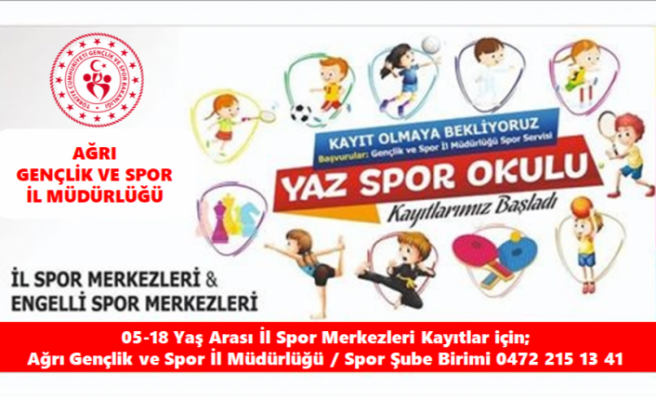 Ağrıda Yaz Spor Okulları Kayıtları Başladı