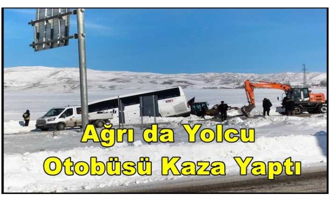 Ağrı da virajı alamayan otobüs kaza yaptı