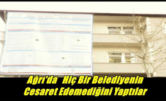 Ağrı'da   Hiç Bir Belediyenin  Cesaret Edemediğini Yaptılar