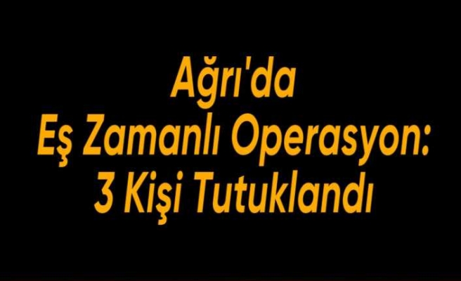 Ağrı'da Eş Zamanlı Operasyon 3 Kişi Tutuklandı