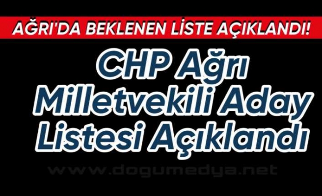 CHP Ağrı Milletvekili Adayları Tam Liste