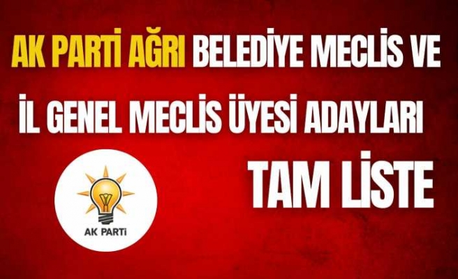 Ak Parti Ağrı Belediye Meclis ve İl Genel Meclis Üyesi Adayları Tam Liste