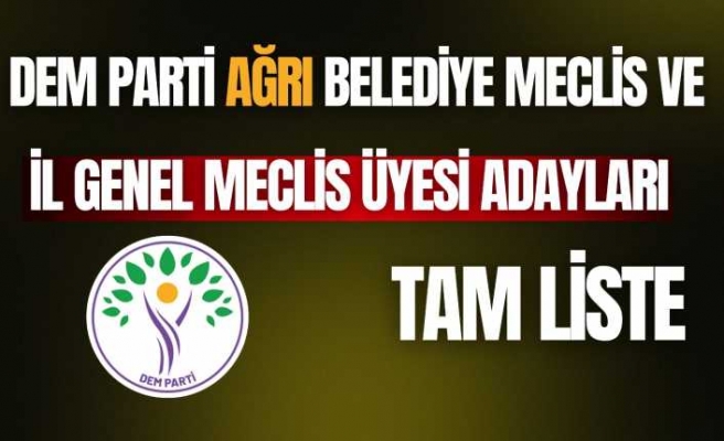 DEM Parti Ağrı Belediye Meclis ve İl Genel Meclis Üyesi Adayları Tam Liste