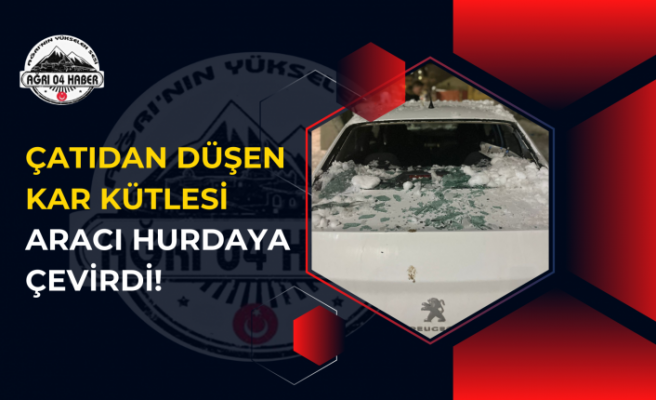 Çatıdan Düşen Kar Kütlesi Aracı Hurdaya Çevirdi!