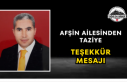 Afşin Ailesinden Taziye Teşekkür Mesajı