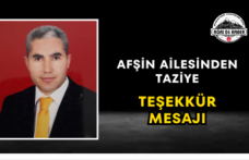 Afşin Ailesinden Taziye Teşekkür Mesajı