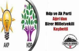 Ağrı da Ak Parti ve Hdp 1'er Vekil Kaybetti