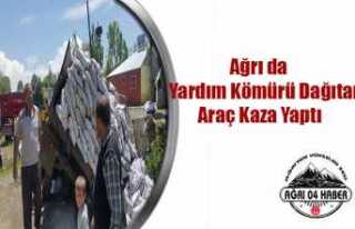 Ağrı da Yardım Kömürü Dağıtan Araç Kaza Yaptı