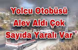 Ağrı da alev alan otobüsten yaralıları kurtarma...