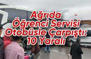 Ağrı da Öğrenci Servisi Yolcu Otobüsü ile Çarpıştı...