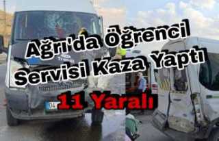 Ağrıda Öğrenci Servisi kaza yaptı 11 yaralı