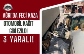 Ağrı'da Feci Kaza: Otomobil Kağıt Gibi Ezildi 3 Yaralı!