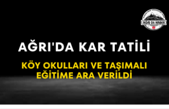 Ağrı'da Kar Tatili Köy Okulları ve Taşımalı Eğitime Ara Verildi