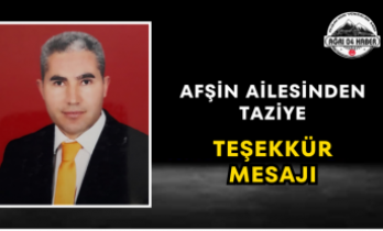Afşin Ailesinden Taziye Teşekkür Mesajı